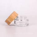 20g  Empty Refillable Clear Glass Makeup Cosmetic Cream Container with Bamboo Lids